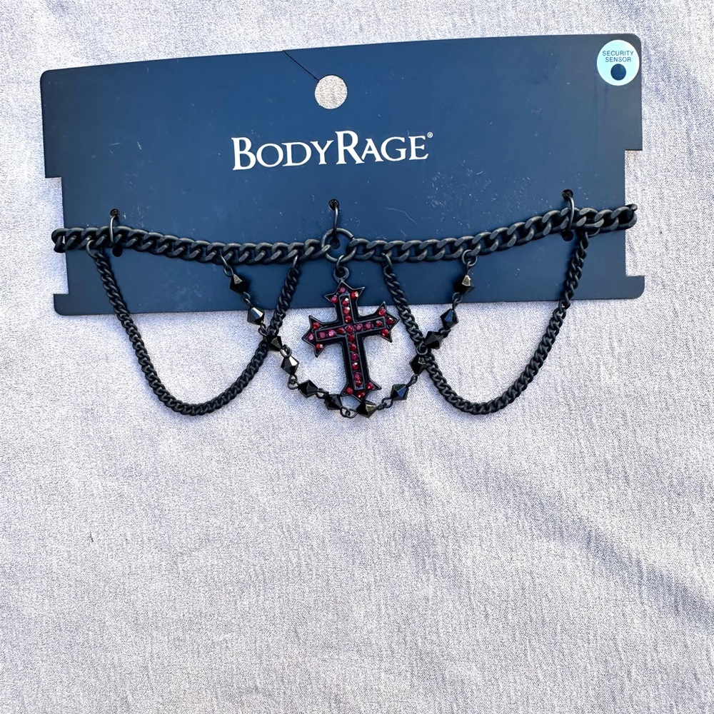 Body Rage Black and Red Cross Necklace